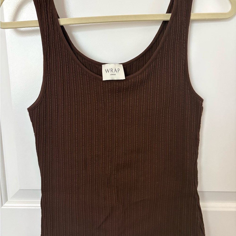 Wrap London Chocolate Ribbed Tank Top